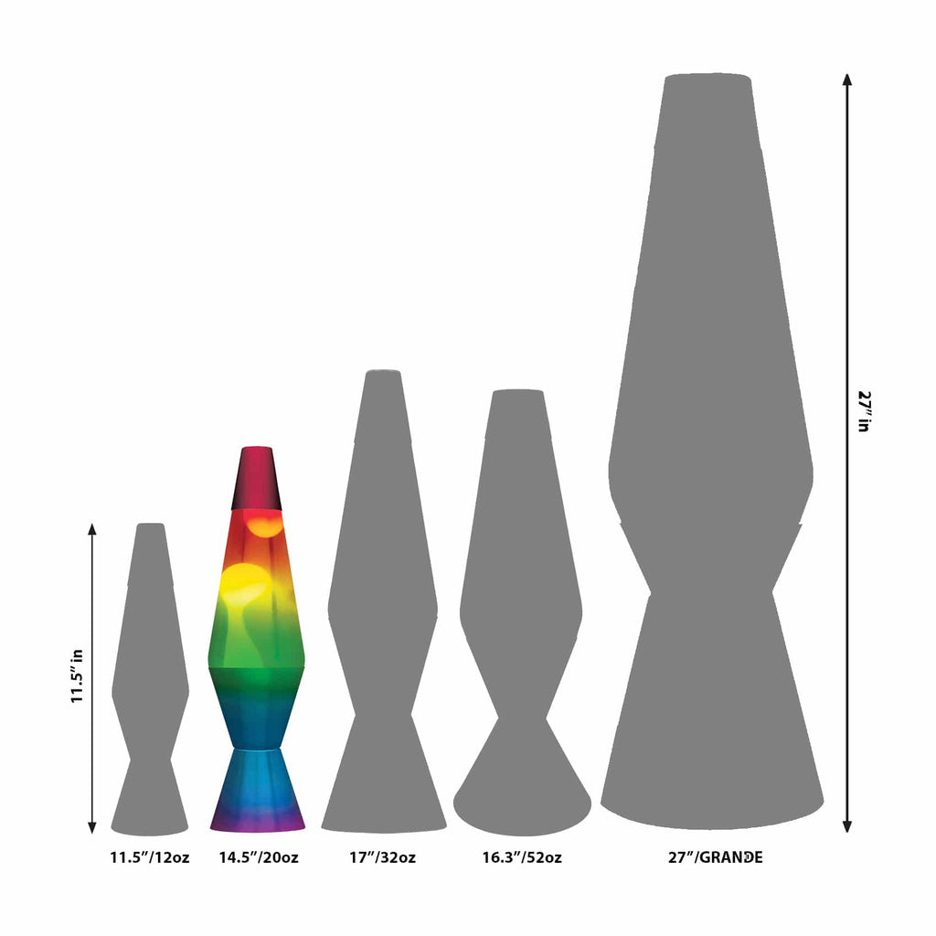 14.5" LAVA� Lamp Rainbow - White/Clear/Tricolor Size Comparison